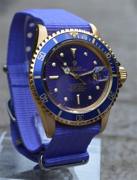 rolex submariner blue strap|rolex submariner on nato strap.